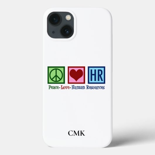 Peace Love HR Cute Human Resources Monogram Case-Mate iPhoneケース (裏面)
