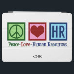 Peace Love HR Cute Human Resources Monogram iPad Air カバー<br><div class="desc">会社やビジネスカスタムの人事部長のかわいい人事部のiPadケース。ピースラブ人モノグラムの材のギフトはタブレットのカバーに名前。</div>