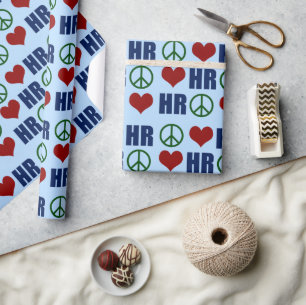 Peace Love HR Human Resources Blue ラッピングペーパー