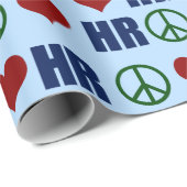 Peace Love HR Human Resources Blue ラッピングペーパー (ロールコーナー)