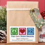 Peace Love Human ResourcesカスタムHR Christmas 長方形シール<br><div class="desc">Peace Love Human Resources休暇ギフトステッカーあなたの会社またはビジネスお気に入りのでの人事担当者のためのステッカー。Peace Love HRシールとカスタマイズ可能な文字。</div>