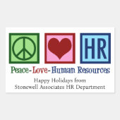 Peace Love Human ResourcesカスタムHR Christmas 長方形シール (正面)