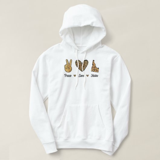 Peace Love Idaho Flagマップお土産 パーカ (デザイン正面)