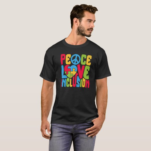 Peace Love Inclusion SPED Teacher Special Educatio Tシャツ (正面フル)