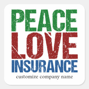 Peace Love Insurance Customizable Company スクエアシール