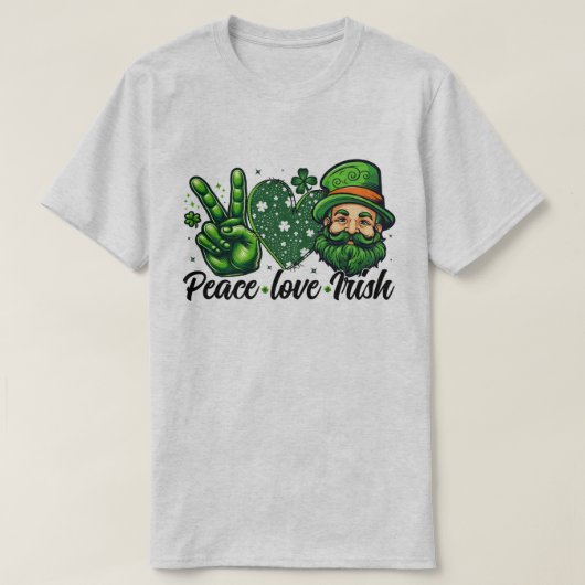 🍀 Peace Love Irish Tシャツ – アイリッシュプ祝リッド (デザイン正面)