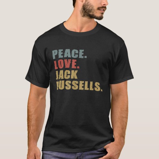 Peace Love Jack Russels ADG144b Tシャツ (正面)