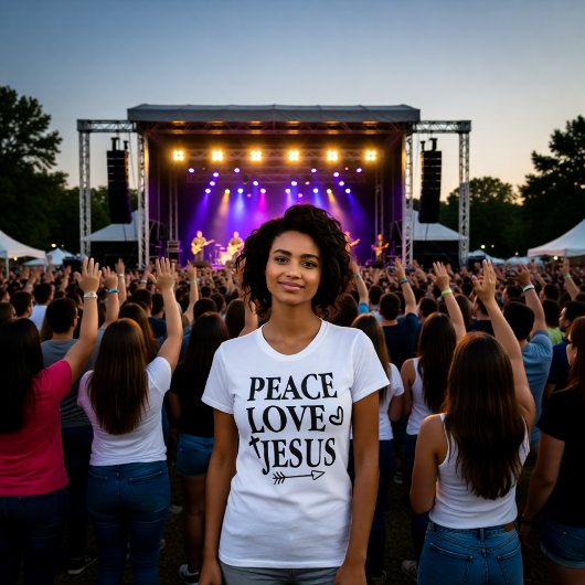 Peace Love Jesus Bold Faith Statement Tee Tシャツ
