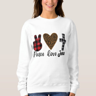 Peace Love Jesus Gift for Christian Women Leopard スウェットシャツ