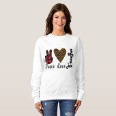 Peace Love Jesus Gift for Christian Women Leopard スウェットシャツ (正面フル)