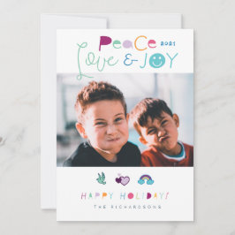 Peace Love & Joyおもしろい明るいクリスマス絵文字 シーズンカード
