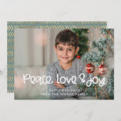 Peace Love Joyかわいいクリスマスフォト シーズンカード (正面/裏面)