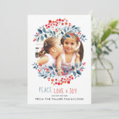 Peace Love Joyと珊瑚の果実クリスマスフォト シーズンカード (スタンド正面)