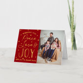 Peace, Love & Joyクリスマスフォト実在 箔シーズンカード (正面)