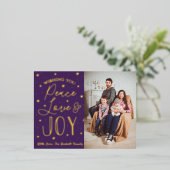 Peace, Love & Joyクリスマスフォト実在 箔シーズンポストカード (立ち正面)