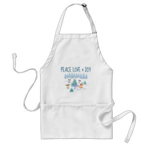 Peace Love & Joyクリスマスフォレスト動物 スタンダードエプロン