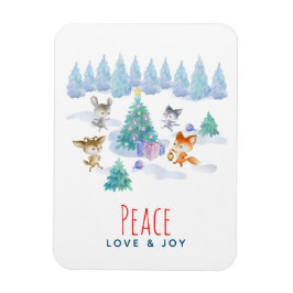 Peace Love & Joyクリスマスフォレスト動物 マグネット