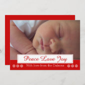 Peace Love Joyスノーフレークモダンクリスマス写真 シーズンカード (正面/裏面)