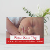 Peace Love Joyスノーフレークモダンクリスマス写真 シーズンカード (スタンド正面)
