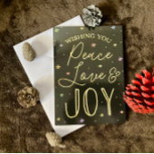 Peace, Love & Joyタイポグラフィ写真クリスマス シーズンカード
