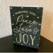 Peace, Love & Joyタイポグラフィ写真クリスマス シーズンカード