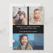 Peace, Love & Joyタイポグラフィ3写真クリスマス シーズンカード (裏面)