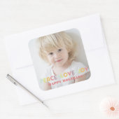 PEACE LOVE JOYタイポグラフィHOLIDAYS写真 スクエアシール (封筒)