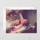 Peace Love Joyホリデーモダン写真 ポストカード (正面/裏面)