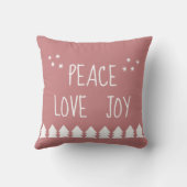 Peace Love JoyホワイトスクリプトソフトピンクのクリスマスT クッション (裏面)