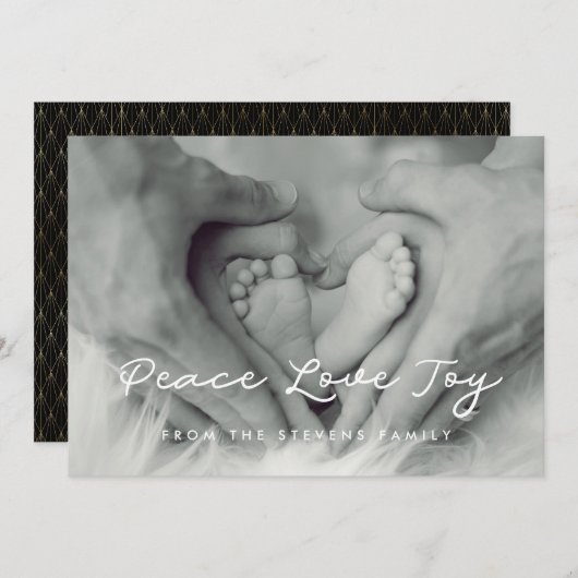 Peace Love Joyミニマリストホリデーフォトカード シーズンカード (正面/裏面)