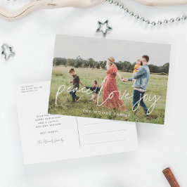 Peace Love Joyミニマルモダンリストホリデー写真 ポストカード