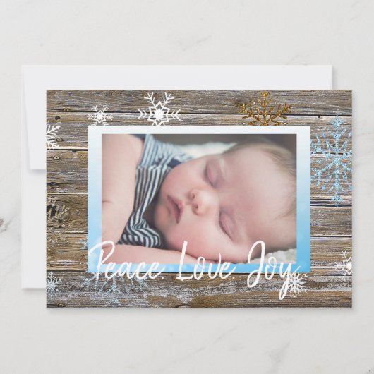 Peace Love Joy家族の写真クリスマス シーズンカード (正面)