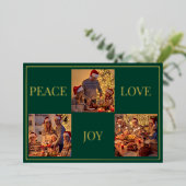 Peace Love & Joy家族モダンの写ミニマル真実在画 箔シーズンカード (立ち正面)