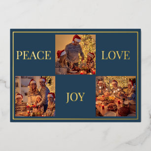 Peace Love & Joy家族モダンの写ミニマル真実在画 箔シーズンカード