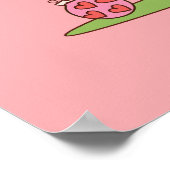 Peace, Love & Joy – ピンクのレトロクリスマスツリー ポスター (角)