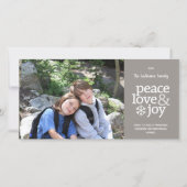 Peace Love Joy – 写真モダン- Taupe シーズンカード (正面)