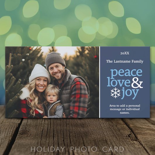Peace Love Joy – 写真 – ネイビーブルー シーズンカード