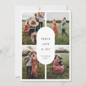Peace Love Joy 4写真ミニマルモダンリストクリスマス シーズンカード (正面)