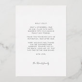 Peace Love Joy 4写真ミニマルモダンリストクリスマス 箔シーズンカード (裏面)