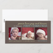 Peace Love Joy Baby's First Christmas Photo Card シーズンカード (正面/裏面)