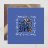 Peace Love Joy Blue Holy Familyクリスマスフォト シーズンカード (正面/裏面)