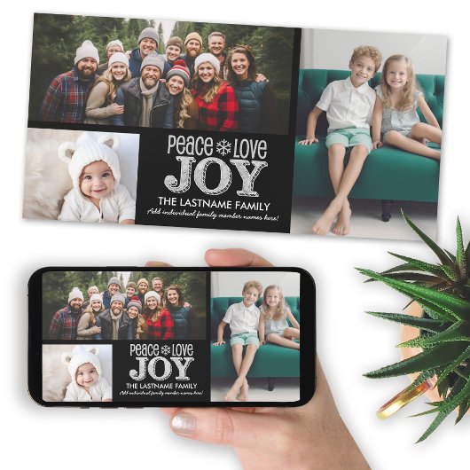 Peace Love Joy Chalkboard - 3枚 シーズンカード