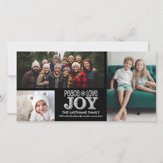 Peace Love Joy Chalkboard - 3枚 シーズンカード (正面)