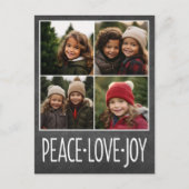Peace Love Joy Chalkboard 4フォトコラージュ シーズンポストカード (正面)