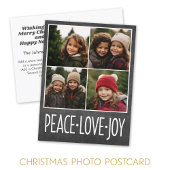 Peace Love Joy Chalkboard 4フォトコラージュ シーズンポストカード