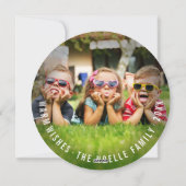 Peace Love Joy Christmas おもしろい顔On Red Photo シーズンカード (裏面)