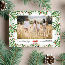 Peace Love Joy, Christmas Berries, Custom Photo 