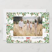 Peace Love Joy, Christmas Berries, Custom Photo  シーズンカード (正面)