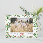 Peace Love Joy, Christmas Berries, Custom Photo  シーズンカード (スタンド正面)