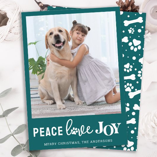 PEACE LOVE JOY DOGパーソナライズされた Pet写真 シーズンカード
